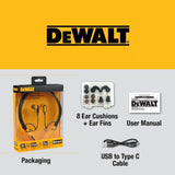 DEWALT Bluetooth Neckband Headphones with Mic, 30H Battery & Noise Isolation