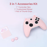 GeekShare Xbox Series X Controller Skin – Cat Paw Silicone Cover with Thumb Grips & Sticker, Pink