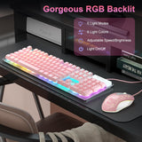 K1 RGB Gaming Keyboard and Mouse Combo – 104 Keys Backlit, Pink