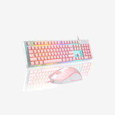 K1 RGB Gaming Keyboard and Mouse Combo – 104 Keys Backlit, Pink