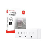 GE 3-Outlet Extender Wall Tap, Grounded Adapter Plug, Indoor Rated, 3-Prong, Perfect for Travel, UL Listed, White, 52203