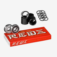 Bones Super Reds Bearings, 8 Pack set With FREE Bones Spacers & Speed Washers
