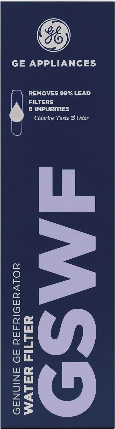 GE GSWF Refrigerator Water Filter | Certified to Reduce Lead, Sulfur, and 50+ Other Impurities