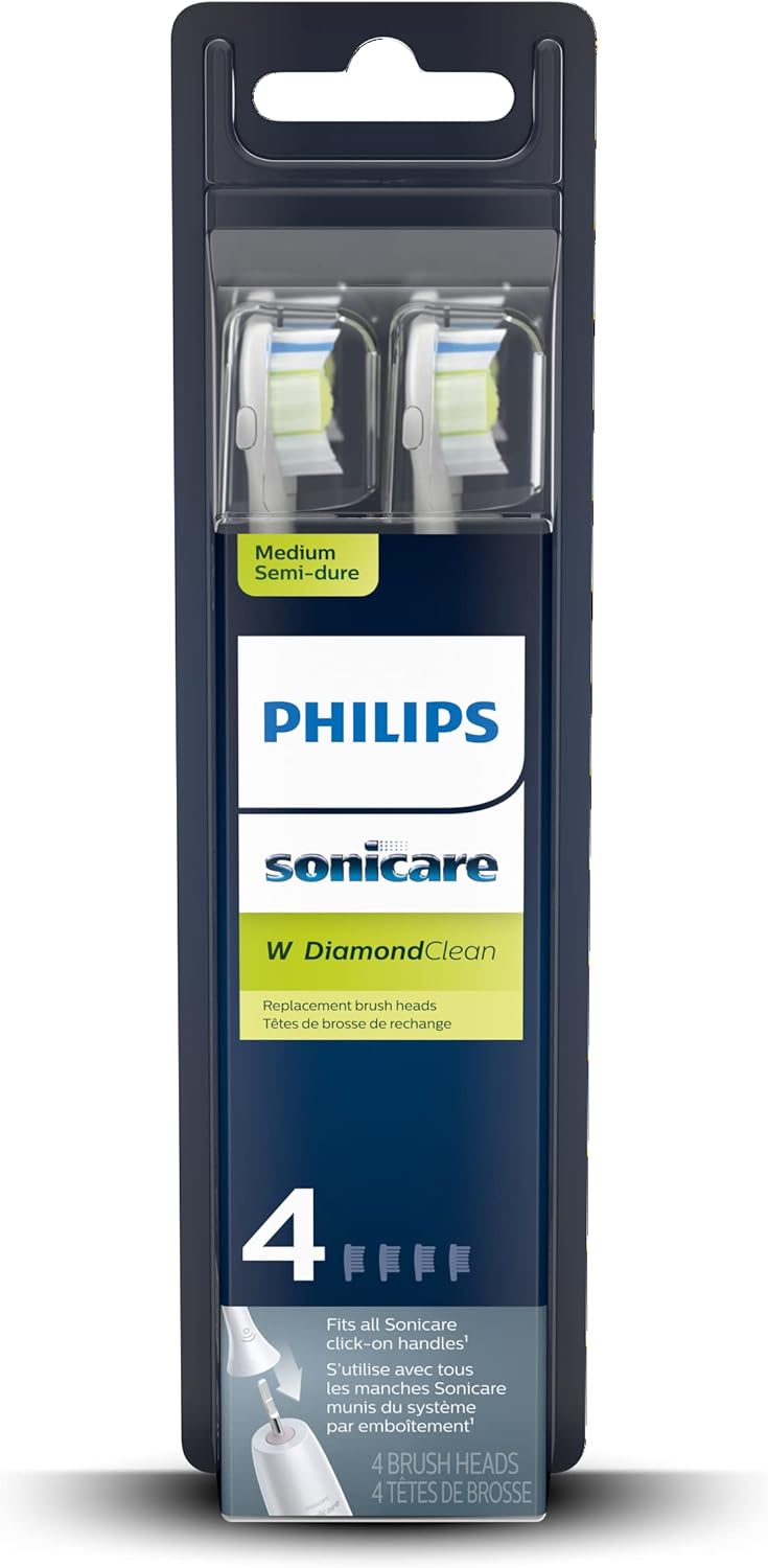 Philips Sonicare DiamondClean Replacement Toothbrush Heads, 4-Pack, White (HX6064/65)