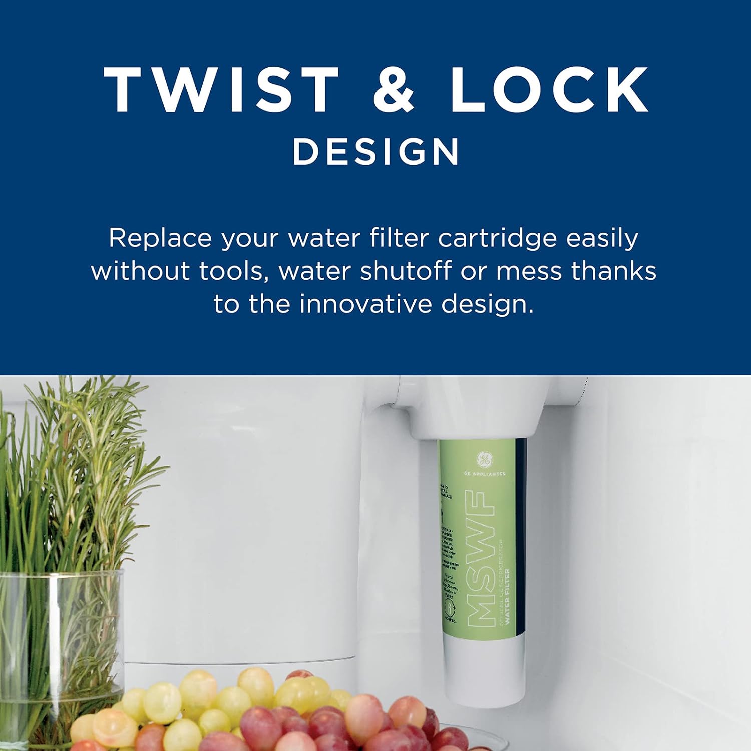 GE MSWF Refrigerator Water Filter | Certified to Reduce Lead, Sulfer, and 50+ Other Impurities| Pack of 1