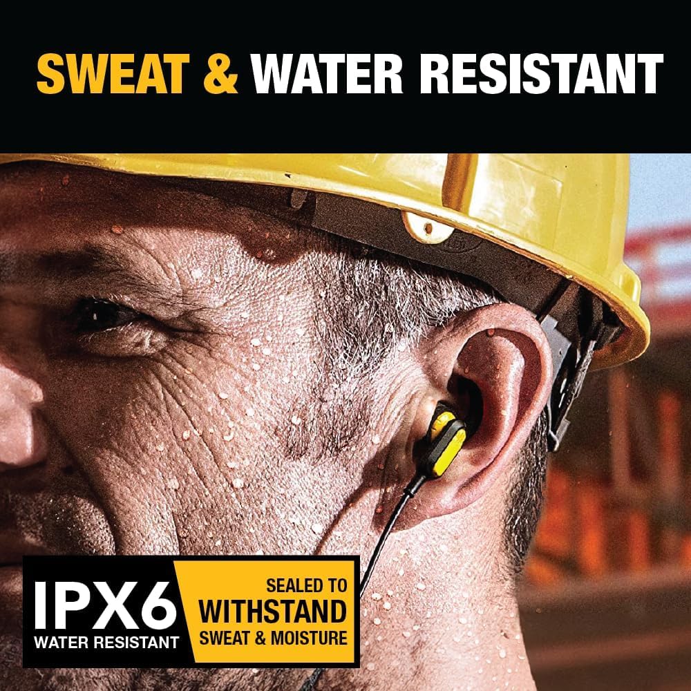 DEWALT Bluetooth Neckband Headphones with Mic, 30H Battery & Noise Isolation