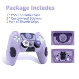 GeekShare PS5 Controller Skin – Silicone Protective Cover with Thumb Grips & Stickers, Star Wings Purple