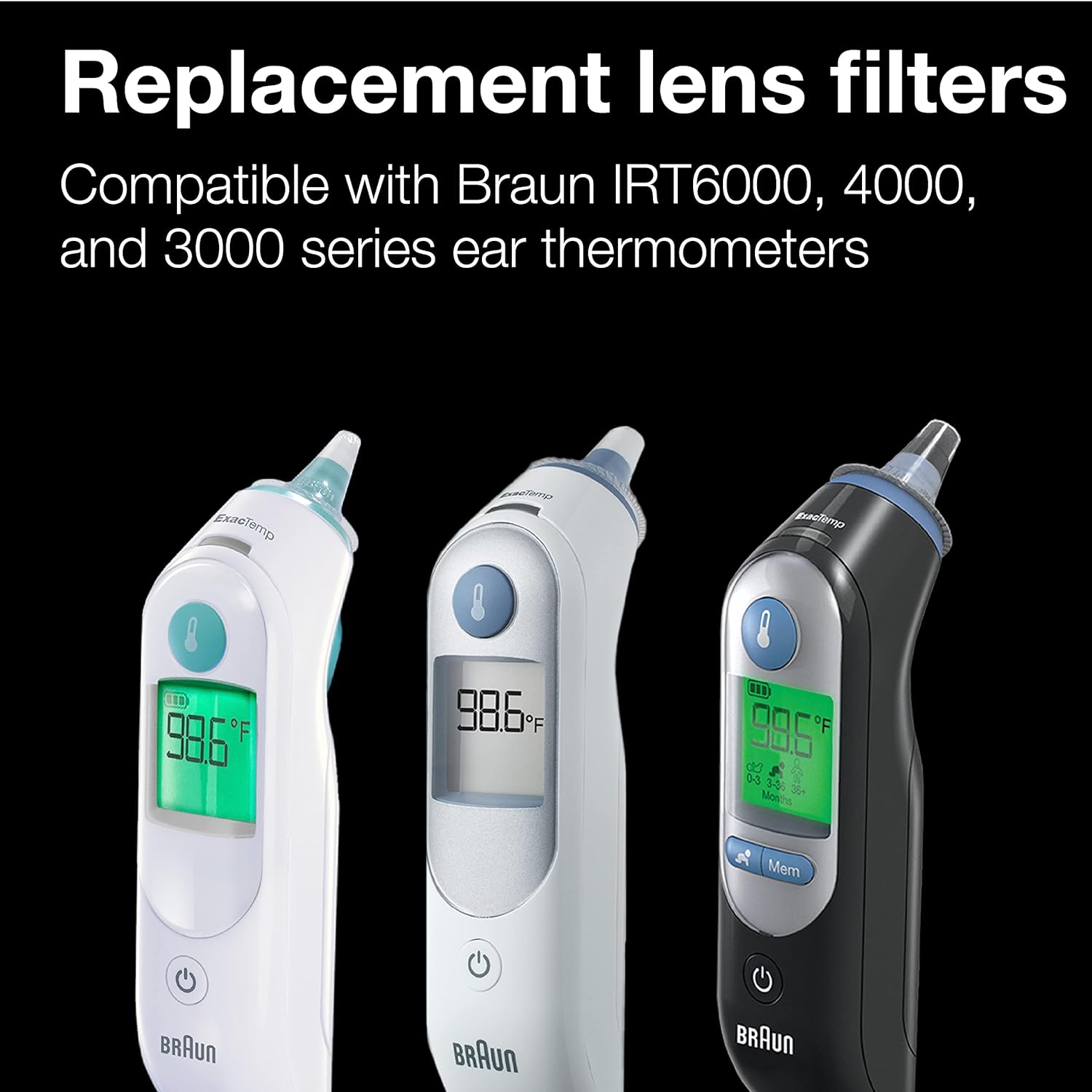 Braun ThermoScan Lens Filters for Ear Thermometer, 40 Count Disposable Thermometer Covers, LF40US01, Plastic