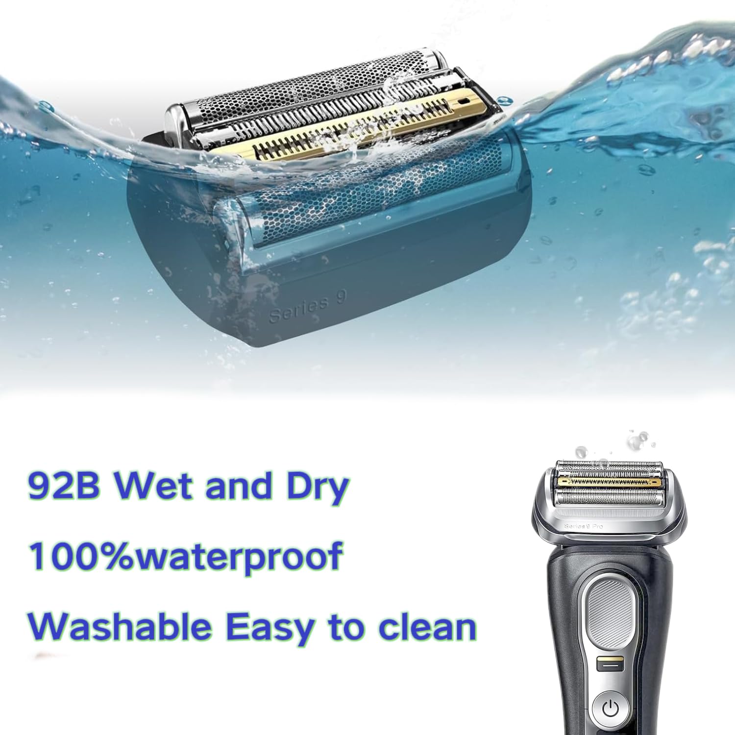 Series 9 92B Replacement Head Electric Shaver blade Compatible with Braun Series 9 Shavers 290cc, 9291cc, 9370cc, 9293s, 9385cc, 9390cc, 9330s, 9296cc Shaver