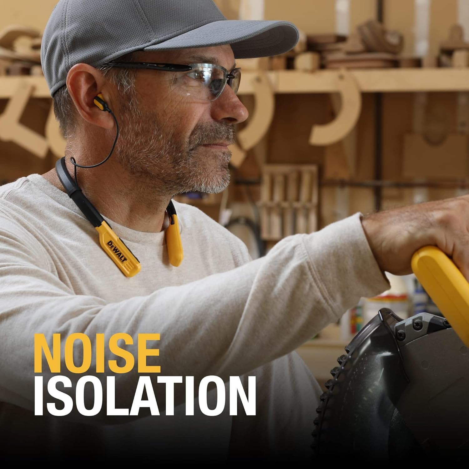 DEWALT Bluetooth Neckband Headphones with Mic, 30H Battery & Noise Isolation