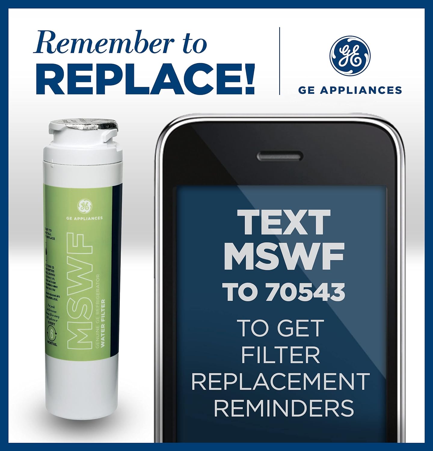 GE MSWF Refrigerator Water Filter | Certified to Reduce Lead, Sulfer, and 50+ Other Impurities| Pack of 1