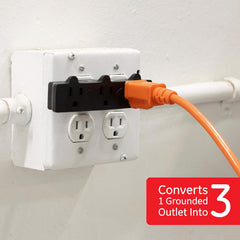 GE 3-Outlet Extender, Grounded Wall Tap, 3-Prong, Multiple Plug, Power Splitter