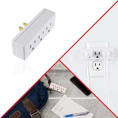 GE 3-Outlet Extender Wall Tap, Grounded Adapter Plug, Indoor Rated, 3-Prong, Perfect for Travel, UL Listed, White, 52203
