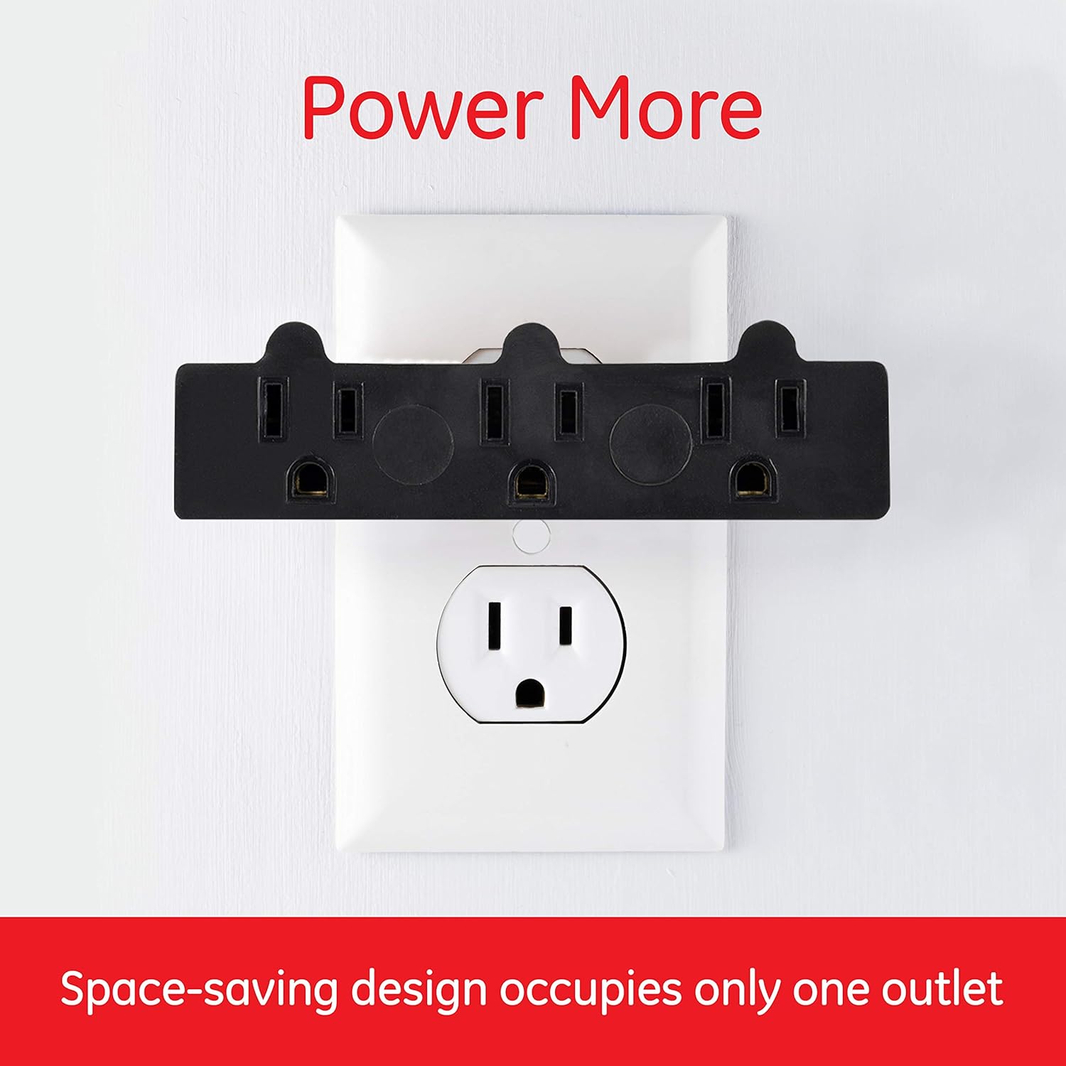 GE 3-Outlet Extender, Grounded Wall Tap, 3-Prong, Multiple Plug, Power Splitter