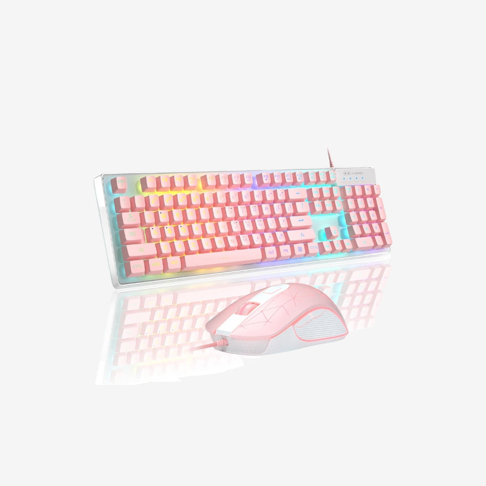 K1 RGB Gaming Keyboard and Mouse Combo – 104 Keys Backlit, Pink